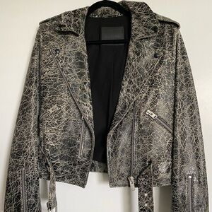 Distressed limited edition Allsaints leather biker jacket